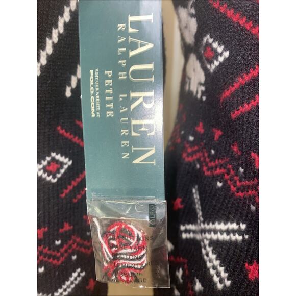 NWT Lauren Ralph Lauren Petite Small 100% Lambswool Zip Up Holiday Sweater Polar - Picture 7 of 10